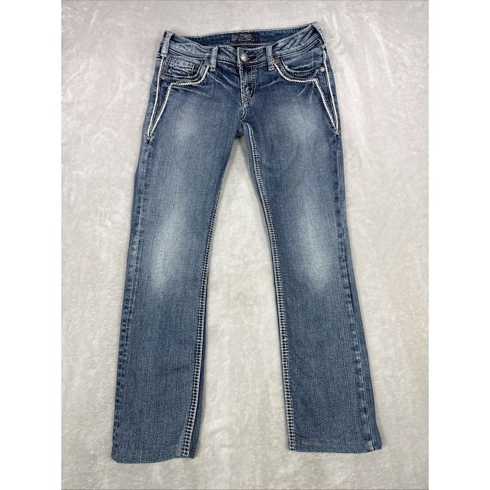 Silver Jeans Co Womens Size W 27 Aiko Low Rise Blue Jeans Straight (27X27)